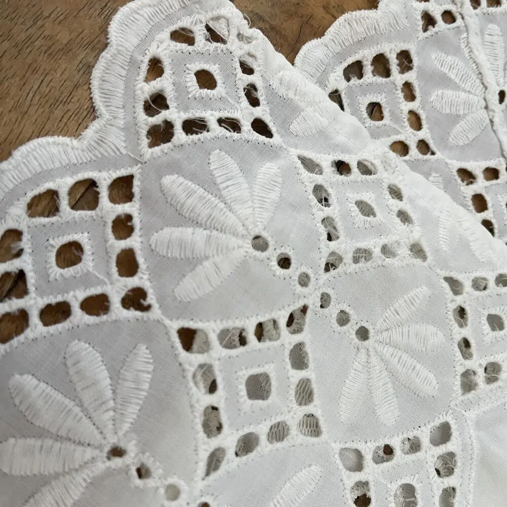 Vintage 3 Curtain Panels Sheer Lace Off White 32